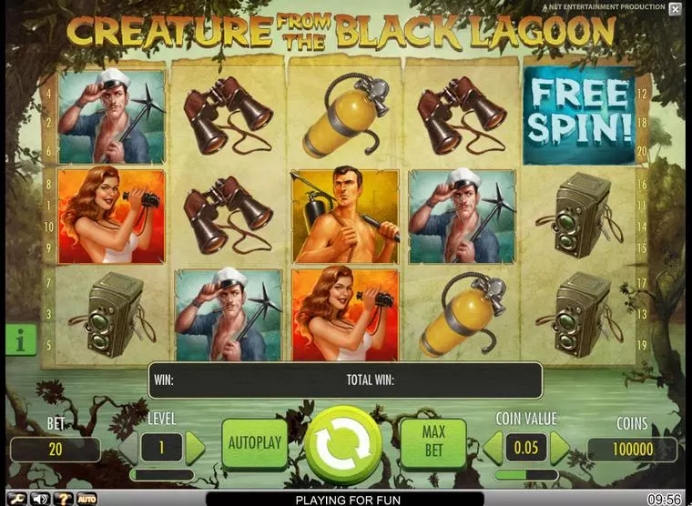  Main Screen Reels at Creature from the Black Lagoon 5 Reel Mobile Real Slot created by NetEnt