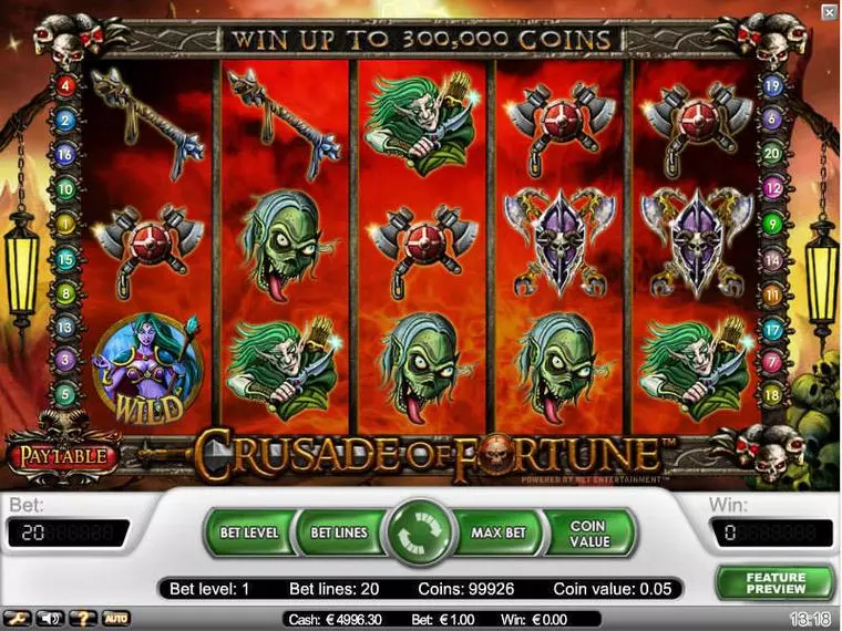  Main Screen Reels at Crusaders of Fortune 5 Reel Mobile Real Slot created by NetEnt