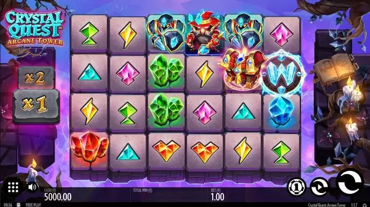  Main Screen Reels at Crystal Quest: ArcaneTower 6 Reel Mobile Real Slot created by Thunderkick