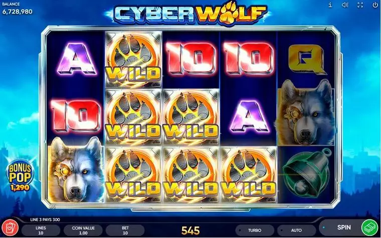  Main Screen Reels at Cyber Wolf 5 Reel Mobile Real Slot created by Endorphina
