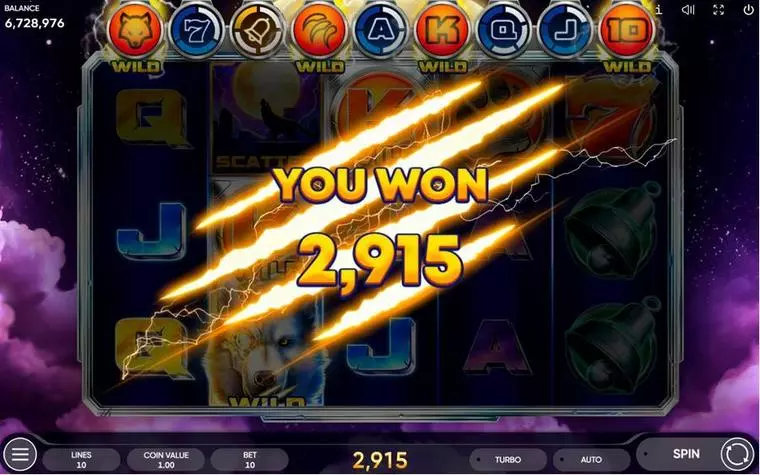  Winning Screenshot at Cyber Wolf 5 Reel Mobile Real Slot created by Endorphina
