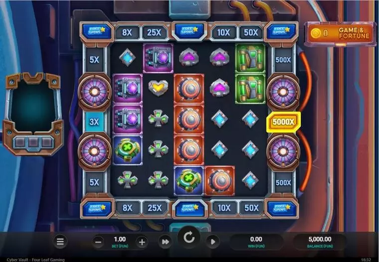  Main Screen Reels at Cybes Vault 5 Reel Mobile Real Slot created by Four Leaf Gaming