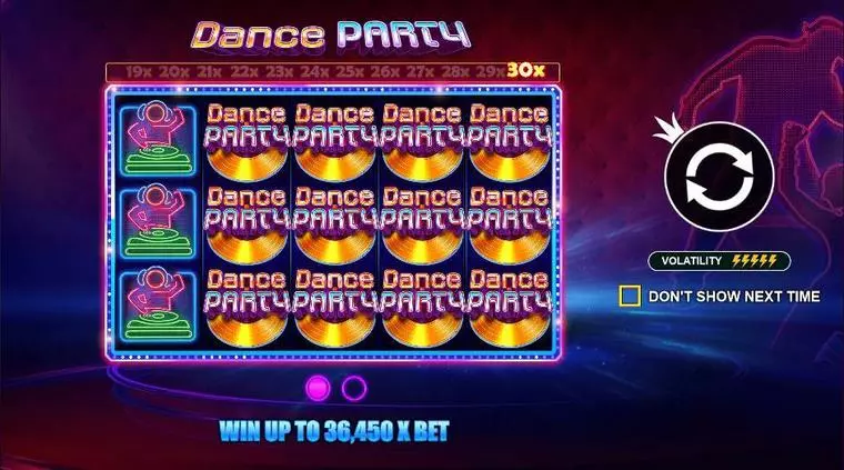  Info and Rules at Dance Party 5 Reel Mobile Real Slot created by Pragmatic Play