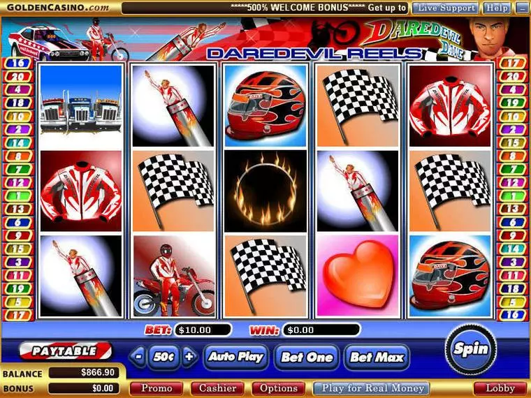  Main Screen Reels at Daredevil Dave 5 Reel Mobile Real Slot created by WGS Technology