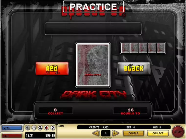  Gamble Screen at Dark City 5 Reel Mobile Real Slot created by GTECH