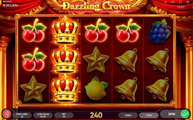  Main Screen Reels at Dazzling Crown 5 Reel Mobile Real Slot created by Endorphina
