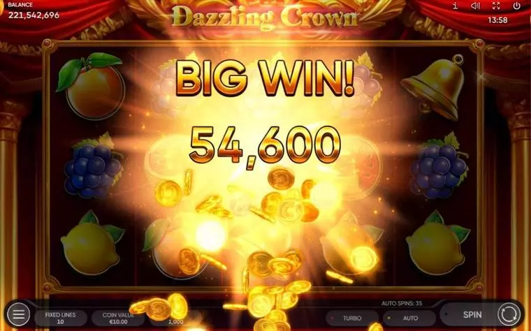  Winning Screenshot at Dazzling Crown 5 Reel Mobile Real Slot created by Endorphina