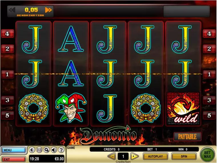  Main Screen Reels at Demonio 5 Reel Mobile Real Slot created by GTECH