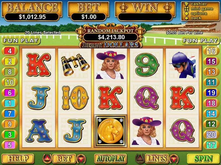  Main Screen Reels at Derby Dollars 5 Reel Mobile Real Slot created by RTG
