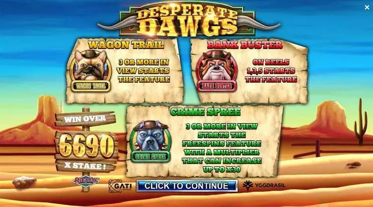  Info and Rules at Desperate Dawgs 5 Reel Mobile Real Slot created by Yggdrasil