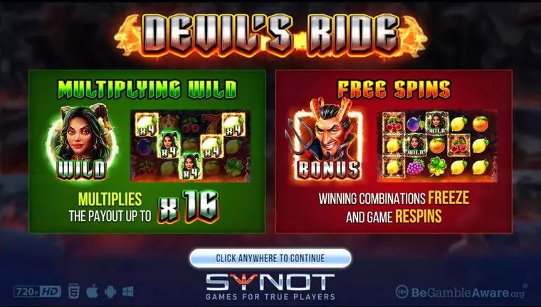  Main Screen Reels at Devils Ride 5 Reel Mobile Real Slot created by Synot Games
