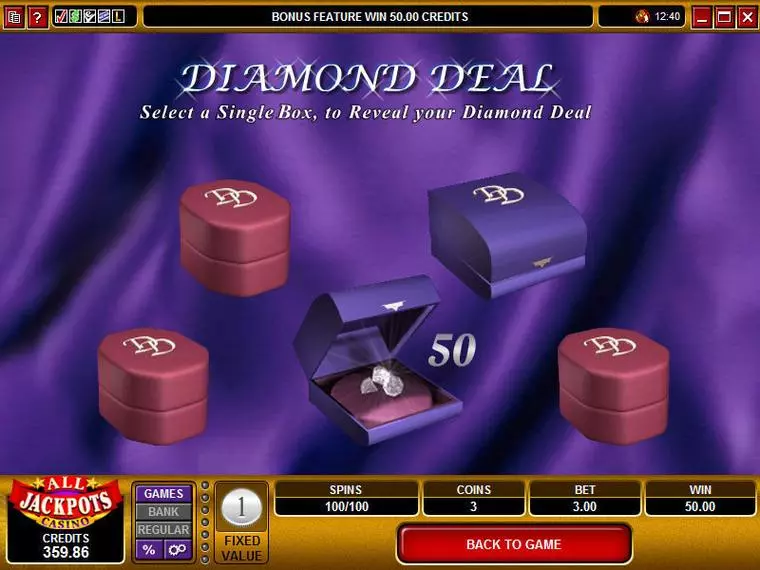  Bonus 1 at Diamond Deal 3 Reel Mobile Real Slot created by Microgaming