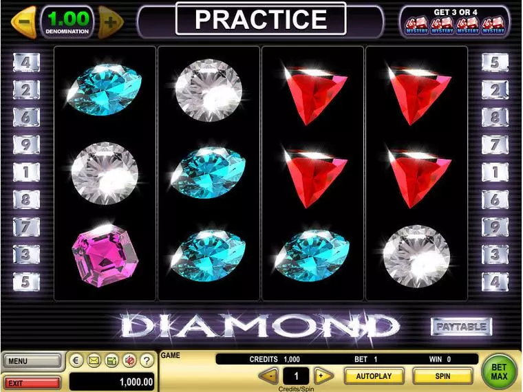  Main Screen Reels at Diamond 4 Reel Mobile Real Slot created by GTECH