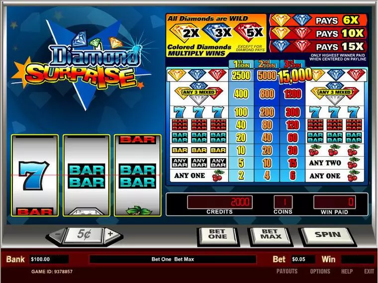  Main Screen Reels at Diamond Surprise 3 Reel Mobile Real Slot created by Parlay