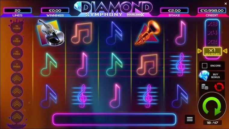  Main Screen Reels at Diamond Symphony DoubleMax 5 Reel Mobile Real Slot created by Bulletproof Games