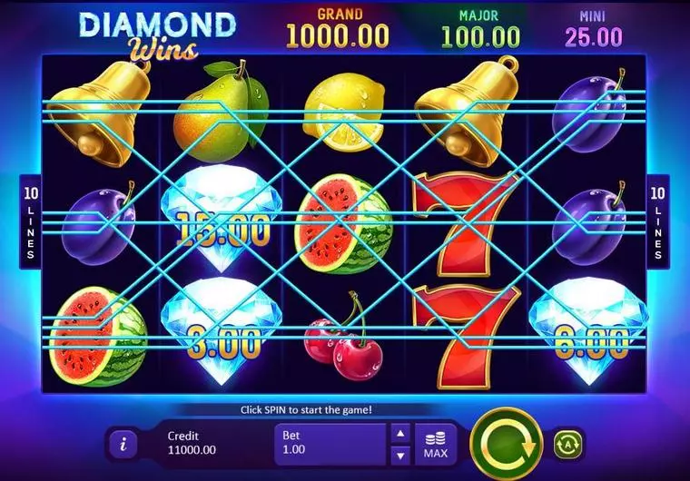 Main Screen Reels at Diamond Wins: Hold&Win 5 Reel Mobile Real Slot created by Playson