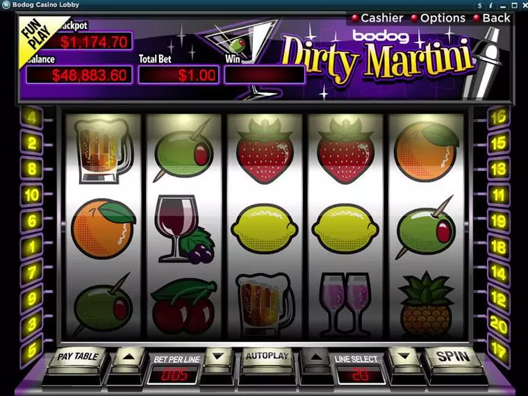  Main Screen Reels at Dirty Martini 5 Reel Mobile Real Slot created by RTG