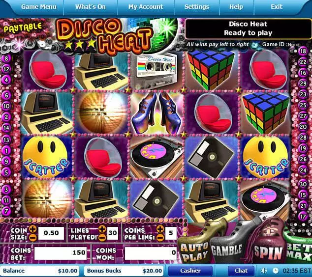  Main Screen Reels at Disco Heart 5 Reel Mobile Real Slot created by Leap Frog