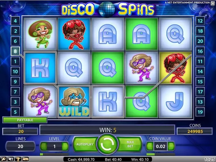  Main Screen Reels at Disco Spins 5 Reel Mobile Real Slot created by NetEnt