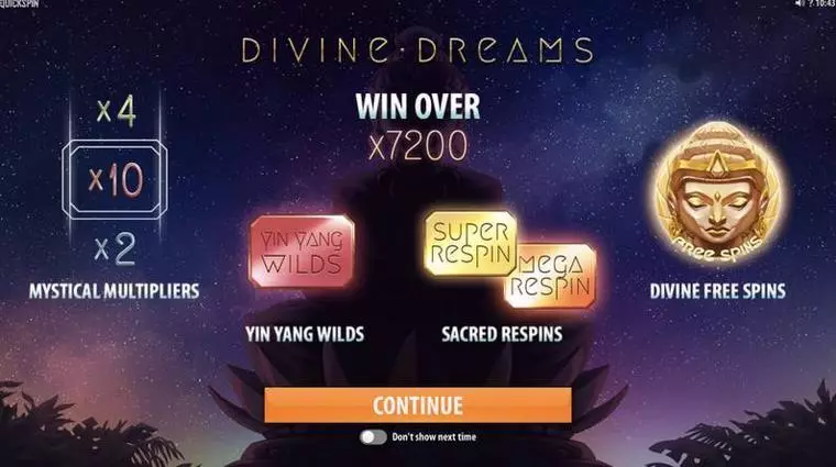  Bonus 1 at Divine Dreams 5 Reel Mobile Real Slot created by Quickspin