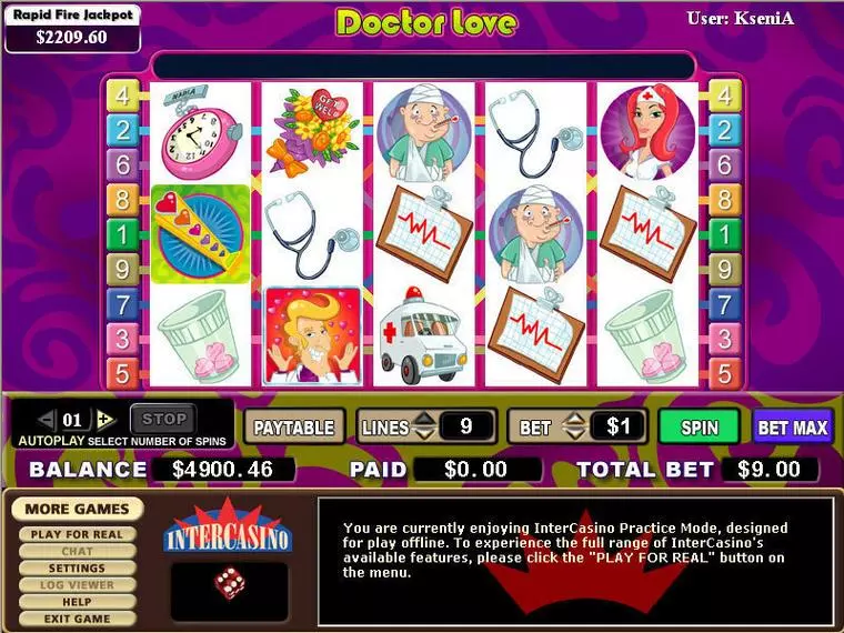  Main Screen Reels at Doctor Love 5 Reel Mobile Real Slot created by CryptoLogic