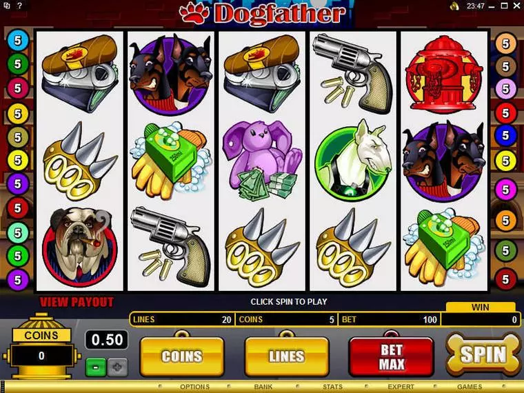  Main Screen Reels at Dogfather 5 Reel Mobile Real Slot created by Microgaming