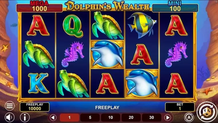 Main Screen Reels at Dolphin's Wealth 5 Reel Mobile Real Slot created by 1Spin4Win