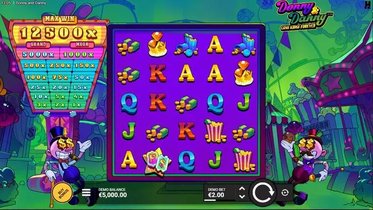  Main Screen Reels at Donny and Danny 5 Reel Mobile Real Slot created by Hacksaw Gaming