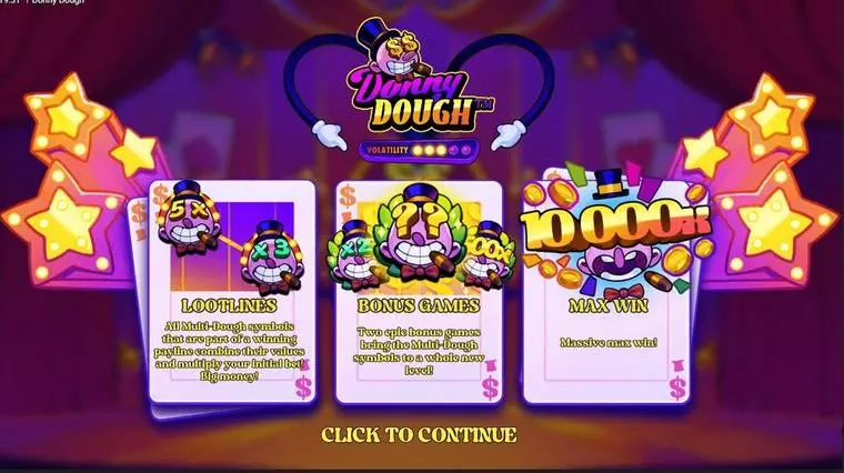  Info and Rules at Donny Dough 5 Reel Mobile Real Slot created by Hacksaw Gaming