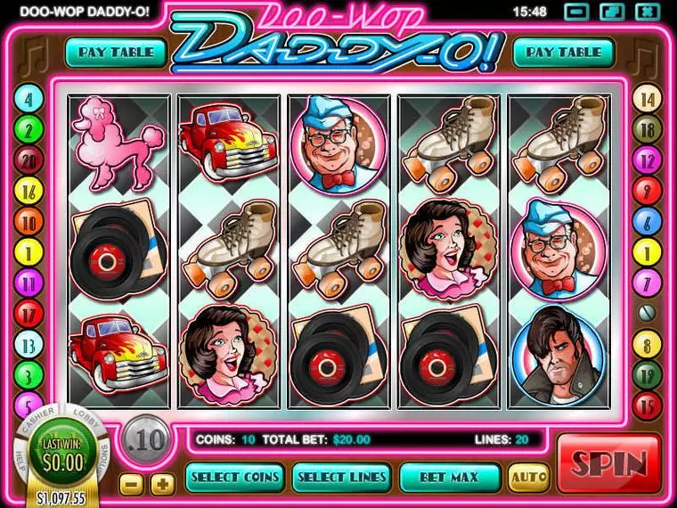  Main Screen Reels at Doo-wop Daddy-O 5 Reel Mobile Real Slot created by Rival