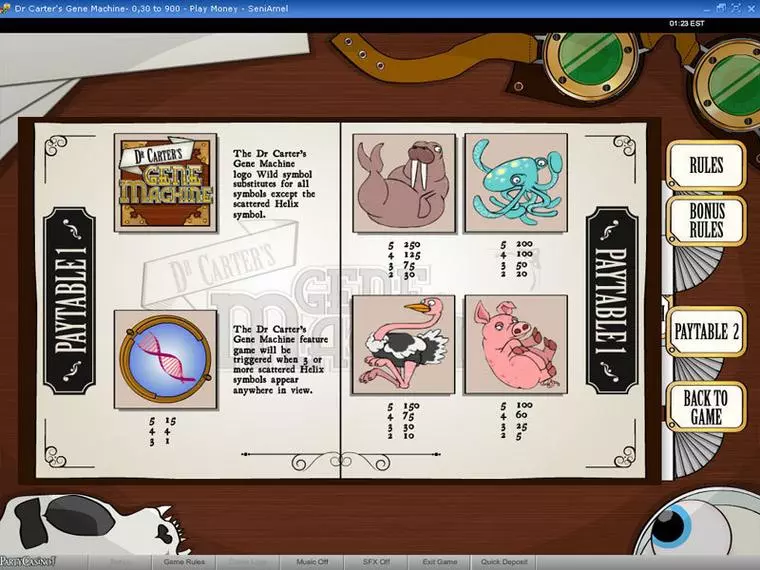  Info and Rules at Dr Carter's Gene Machine 5 Reel Mobile Real Slot created by bwin.party