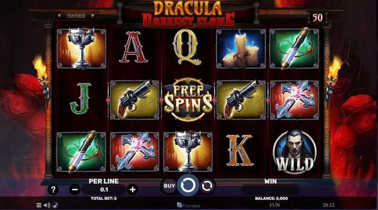  Main Screen Reels at Dracula – Darkest Flame 5 Reel Mobile Real Slot created by Spinomenal