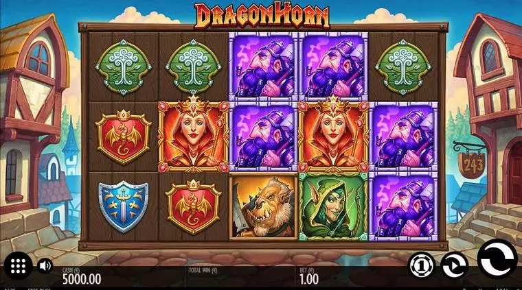  Main Screen Reels at Dragon Horn 5 Reel Mobile Real Slot created by Thunderkick