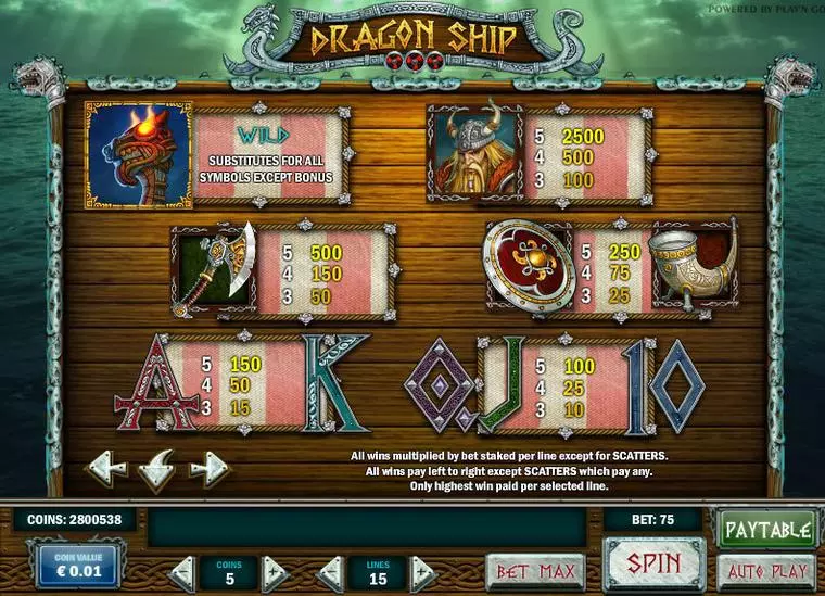  Info and Rules at Dragon Ship 5 Reel Mobile Real Slot created by Play'n GO