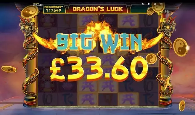 Winning Screenshot at Dragon's Luck MegaWays 6 Reel Mobile Real Slot created by Red Tiger Gaming