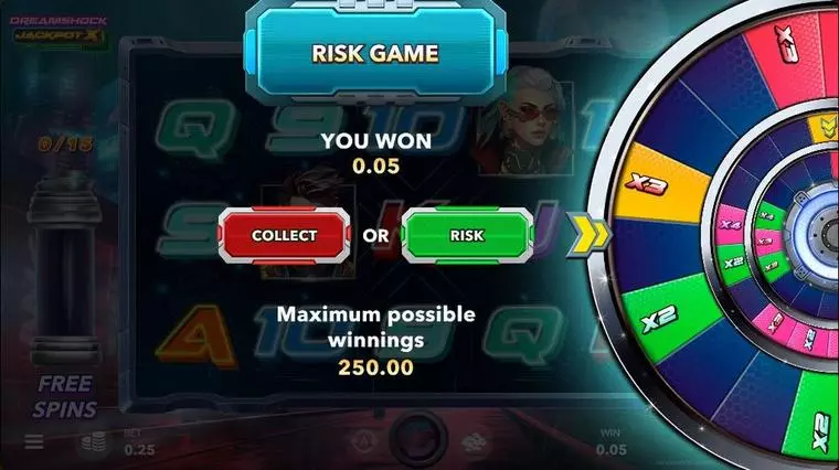  Introduction Screen at DREAMSHOCK: JACKPOT X 5 Reel Mobile Real Slot created by Mascot Gaming