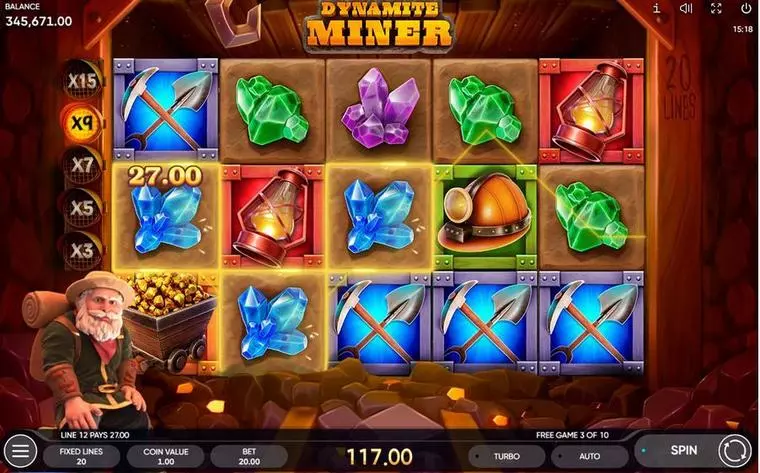  Main Screen Reels at Dynamite Miner 5 Reel Mobile Real Slot created by Endorphina