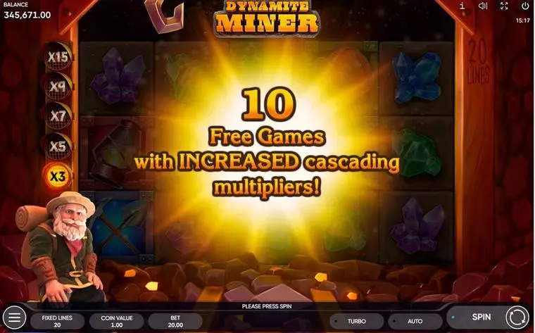  Bonus 1 at Dynamite Miner 5 Reel Mobile Real Slot created by Endorphina