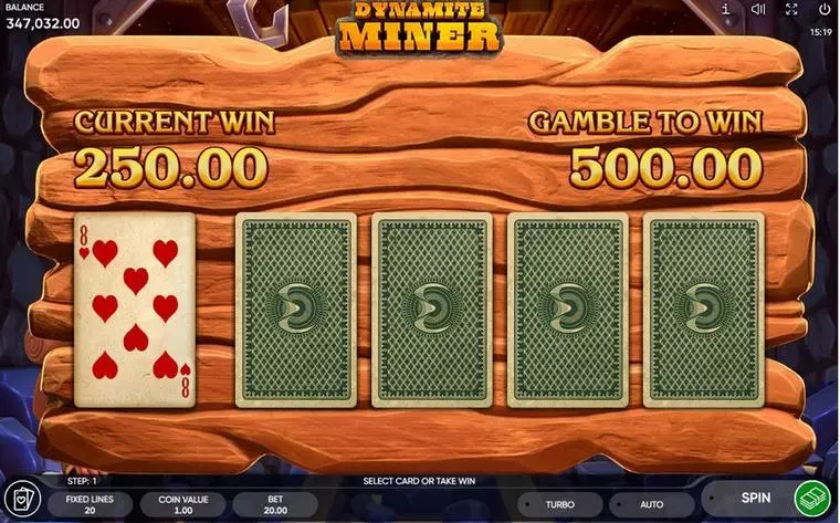  Gamble Winnings at Dynamite Miner 5 Reel Mobile Real Slot created by Endorphina