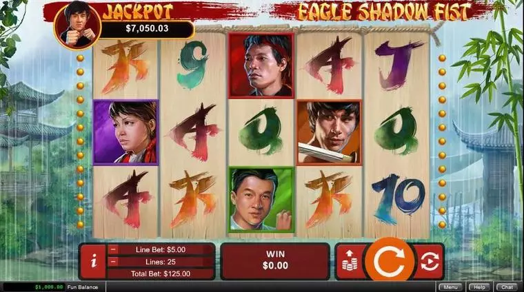  Main Screen Reels at Eagle Shadow Fist 5 Reel Mobile Real Slot created by RTG