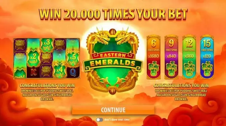  Info and Rules at Eastern Emeralds 5 Reel Mobile Real Slot created by Quickspin