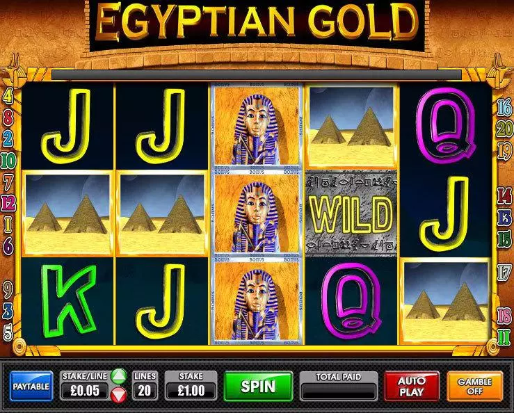  Main Screen Reels at Egyptian Gold 5 Reel Mobile Real Slot created by Games Warehouse