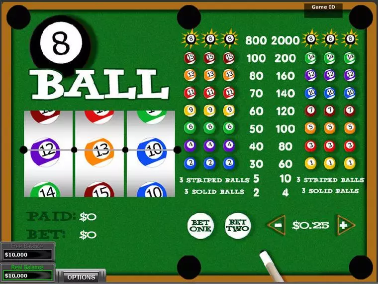 Main Screen Reels at Eight Ball 3 Reel Mobile Real Slot created by DGS