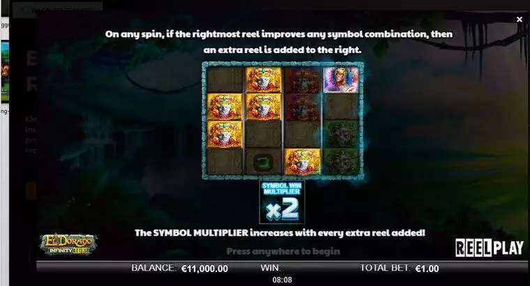  Info and Rules at El Dorado Infinity Reels 4 Reel Mobile Real Slot created by ReelPlay
