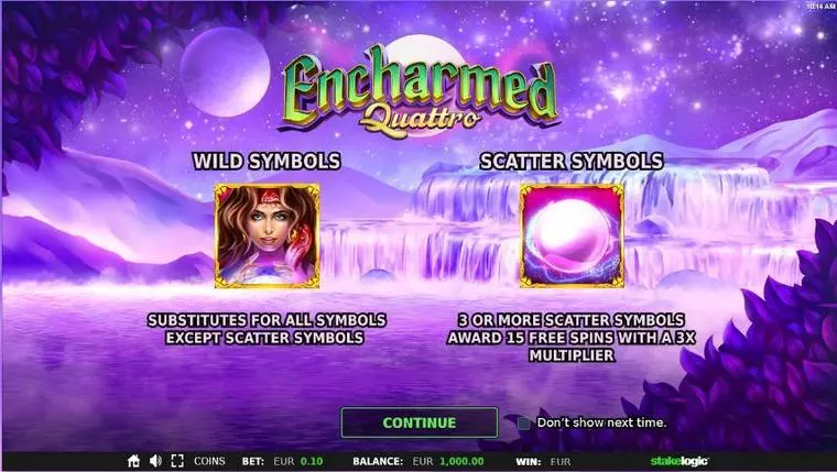  Info and Rules at Encharmed Quattro 5 Reel Mobile Real Slot created by StakeLogic