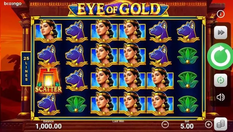  Main Screen Reels at Eye of Gold 6 Reel Mobile Real Slot created by Booongo