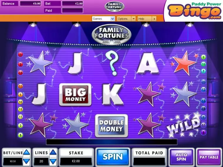  Main Screen Reels at Family Fortunes 5 Reel Mobile Real Slot created by OpenBet