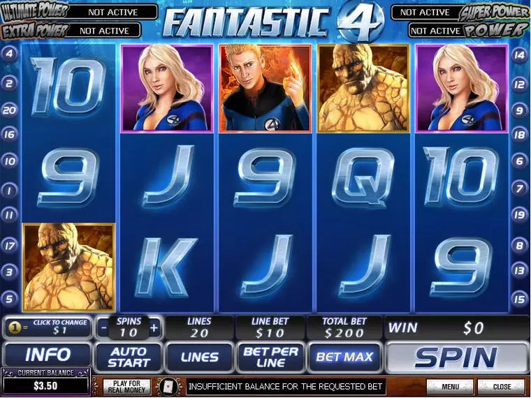 Main Screen Reels at Fantastic Four 5 Reel Mobile Real Slot created by PlayTech