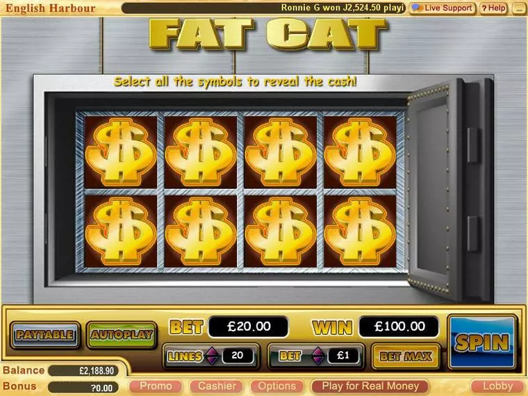  Bonus 1 at Fat Cat 5 Reel Mobile Real Slot created by WGS Technology