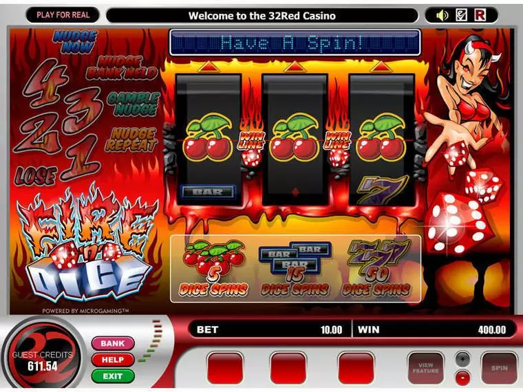  Main Screen Reels at Fire n Dice 3 Reel Mobile Real Slot created by Microgaming